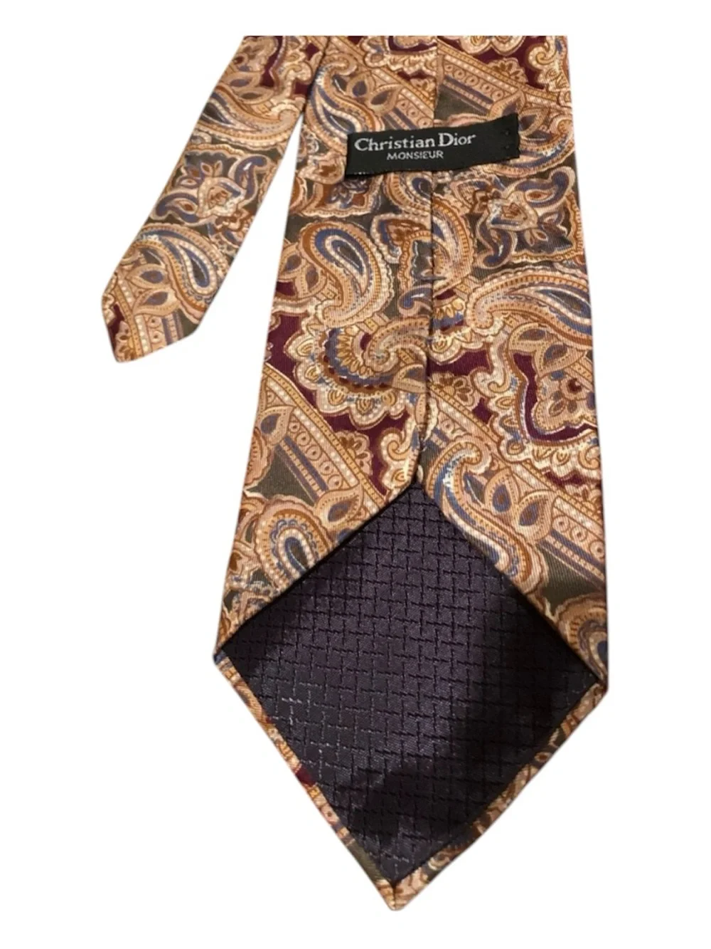 Christian Dior Monsieur Silk Tie Vintage Paisley Gold Red